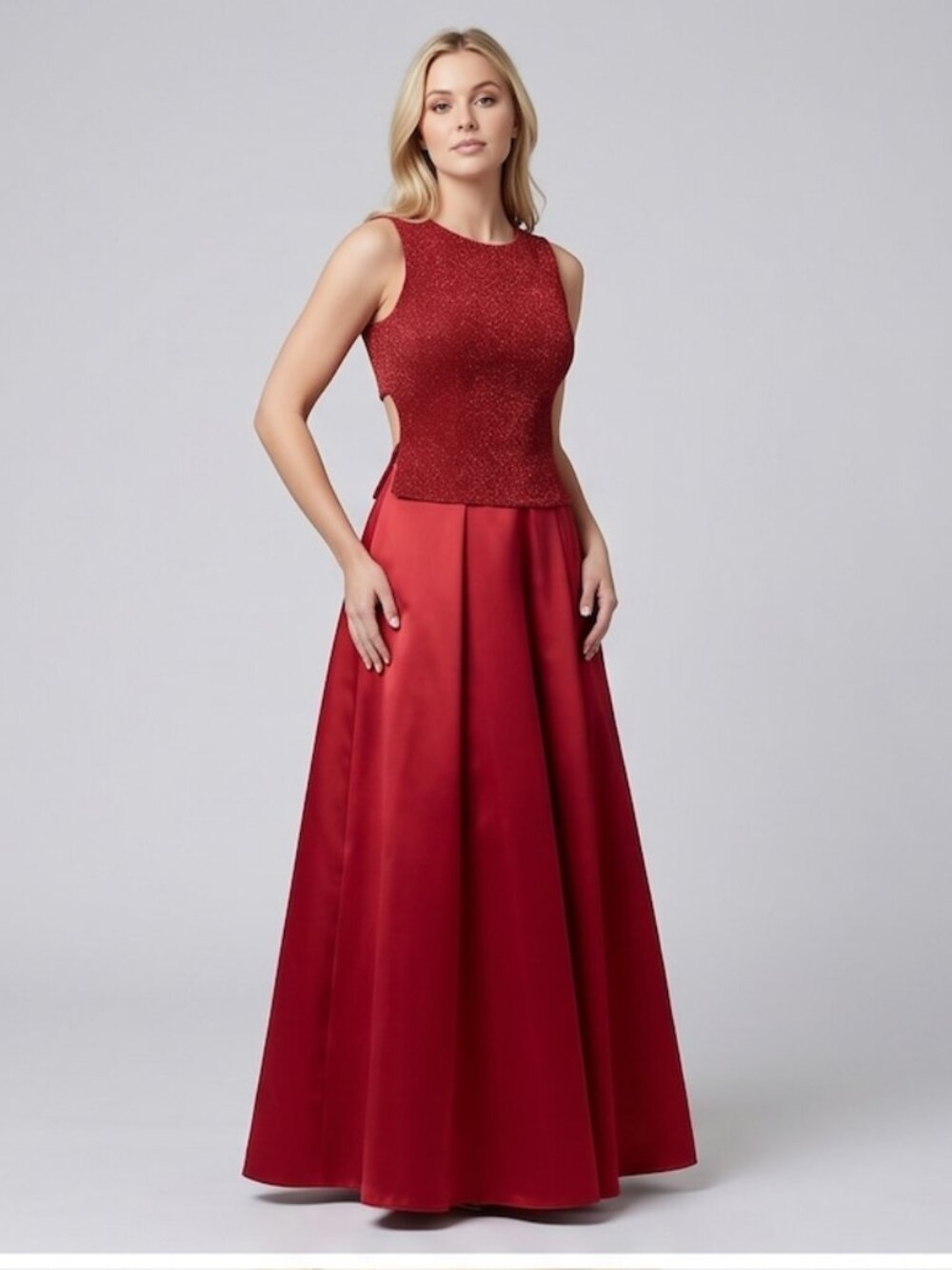 Laura Ashley Ruby Shimmer Two-Piece Gown